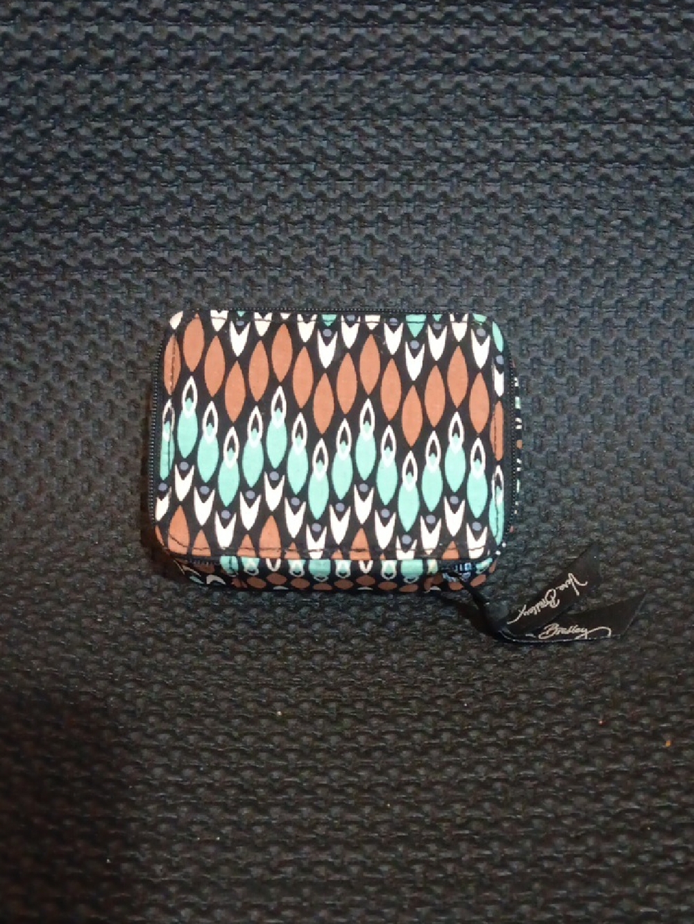 Vera Bradley Brown, Teal & White Patterned Small Cosmetic Case